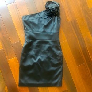 Blugirl (Bluemarine) black cocktail dress - one shoulder - with black flower